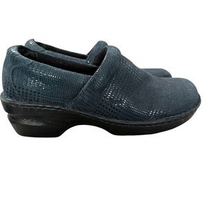 BOC Women’s Teal Blue Textured Patent Leather Slip on Clogs, Size 8.5.